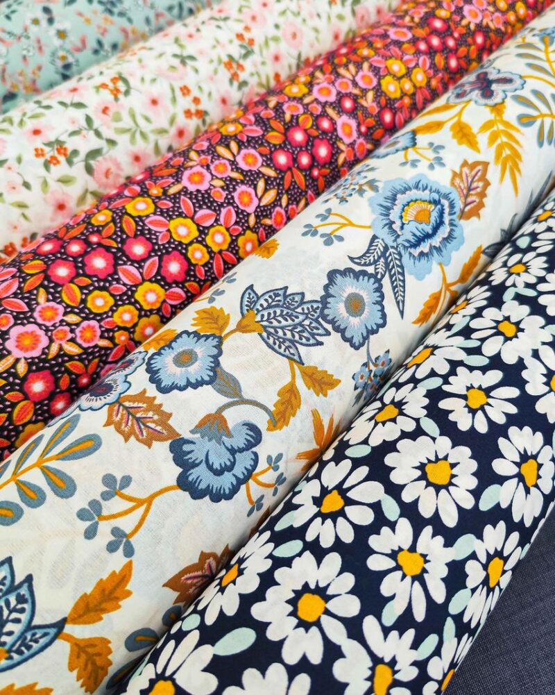 tissu coton enduit Poppy fabrics fleuris