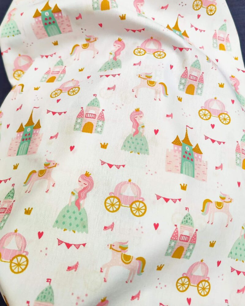 tissu coton poppy princesse rose