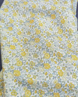 tissu coton bio fleur jaune GOTS
