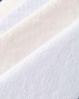 tissu coton broderie anglaise blanc et écru