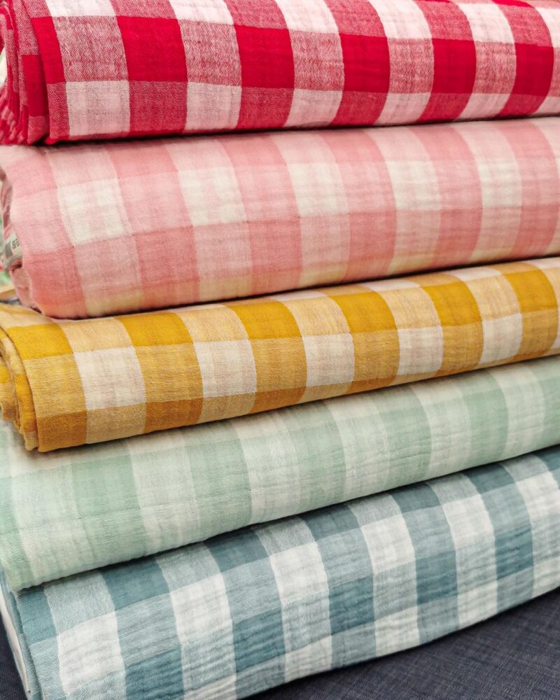 double gaze de coton vichy réversible oeko-tex