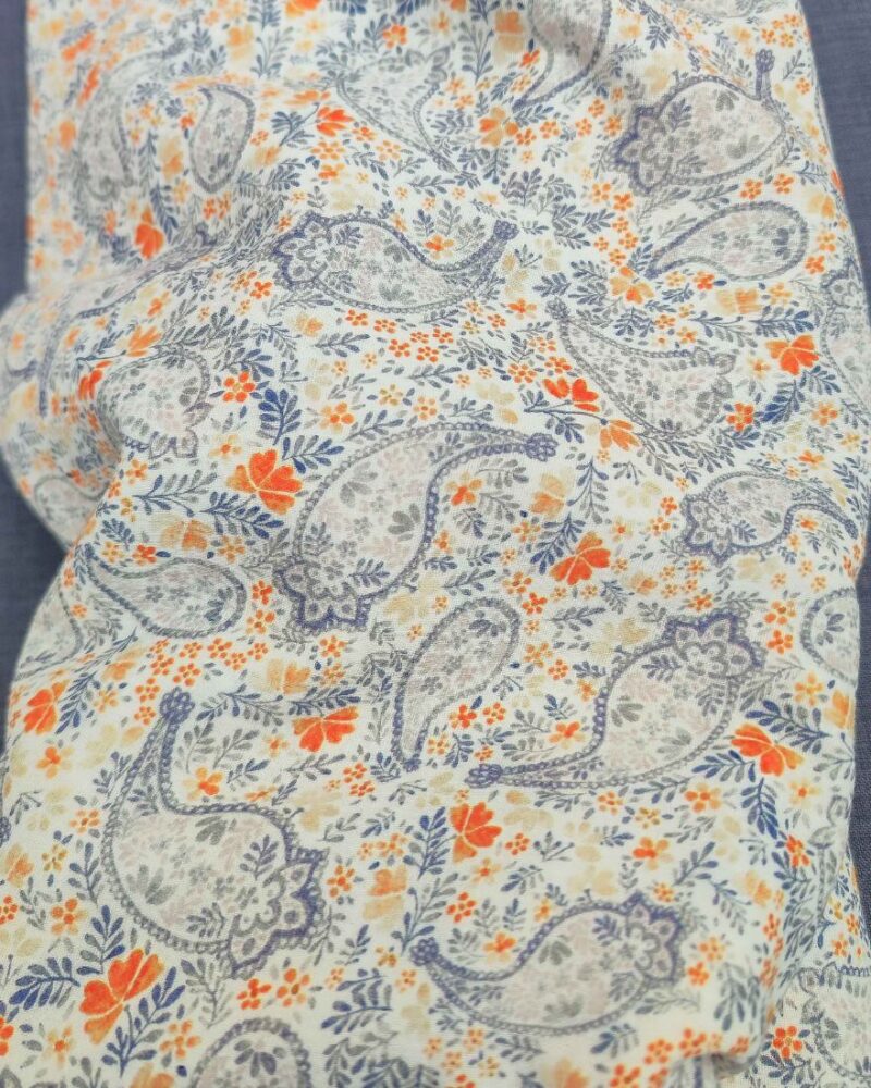 double gaze poppy cachemire paisley orange et bleu