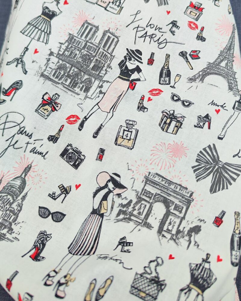 tissu coton j'aime paris blanc