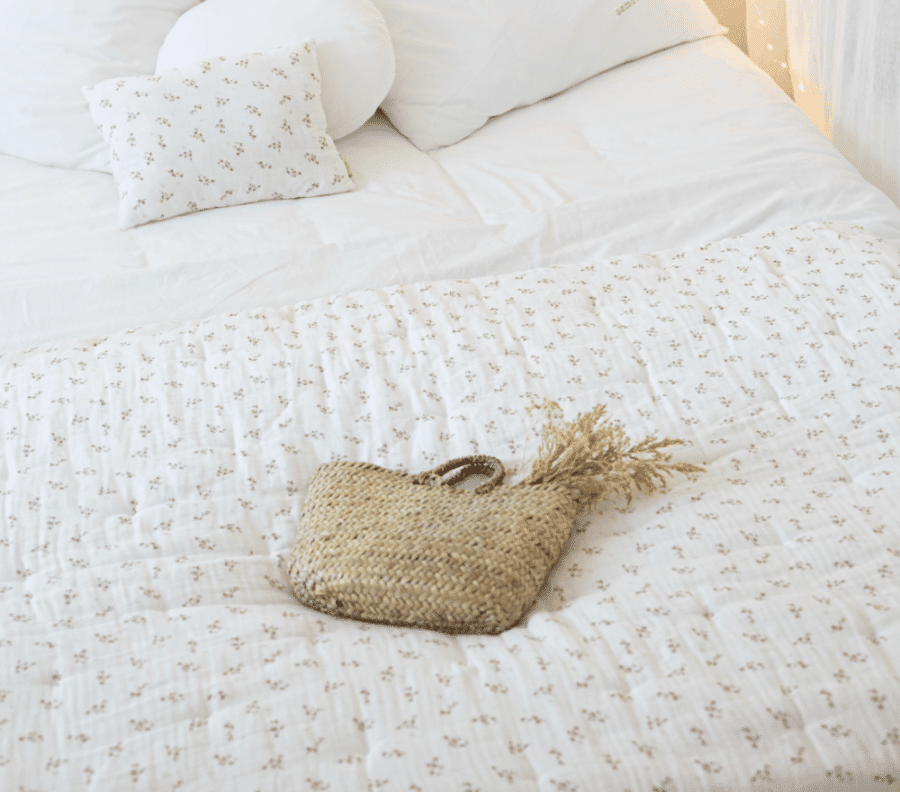linge de lit en gaze de coton fleuri