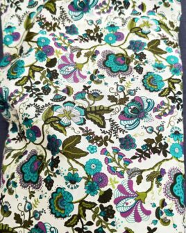 tissu coton premium grande fleur turquoise