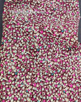 tissu coton premium petites fleurs rose et prune
