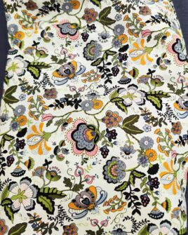 tissu coton premium rose gris moutarde