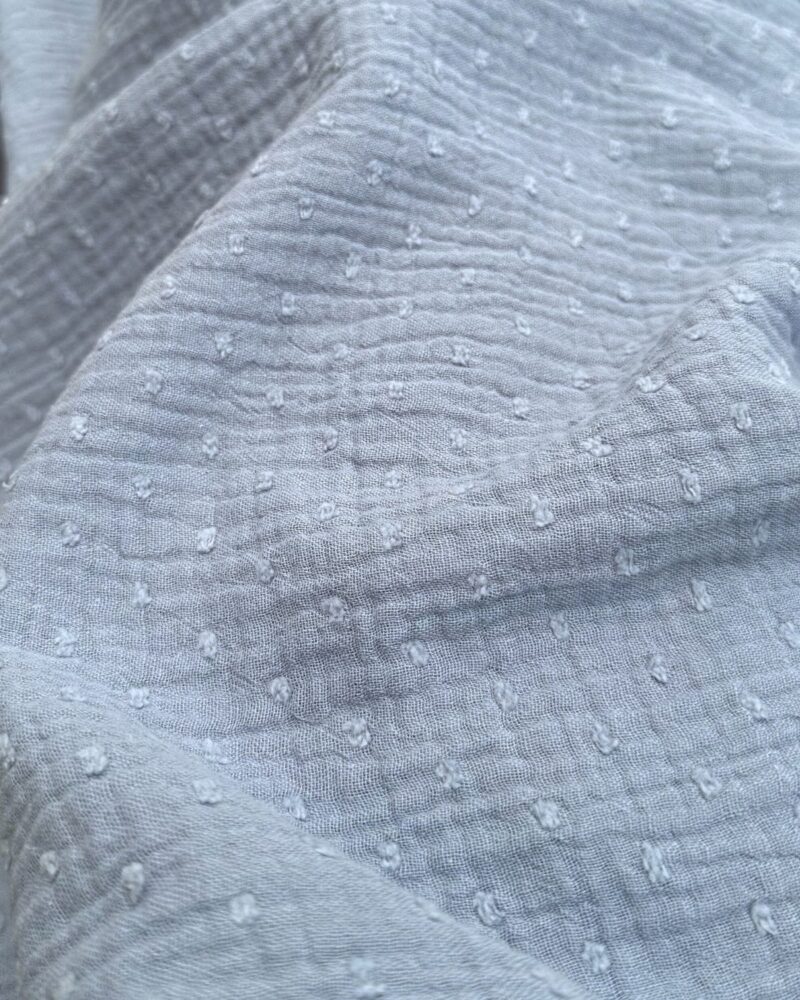 tissu double gaze plumetis bleu jean