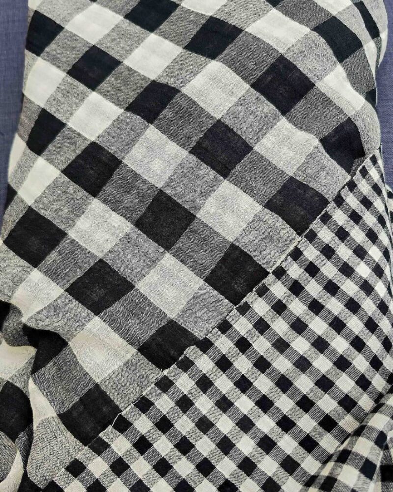 tissu double gaze vichy réversible noir