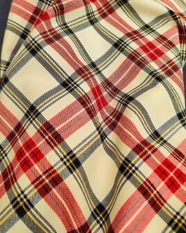 tissu tartan écossais beige rouge et noir