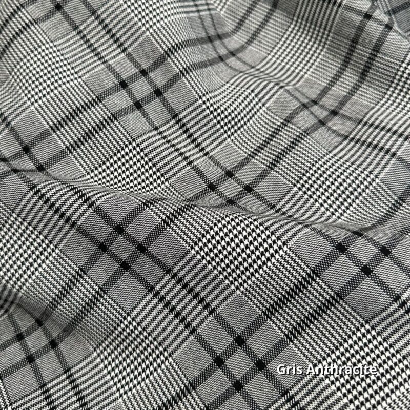 tissu tartan écossais gris anthracite