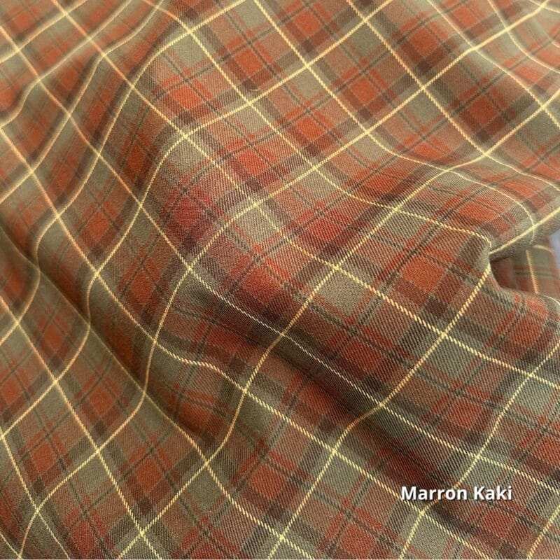 tissu tartan écossais marron kaki