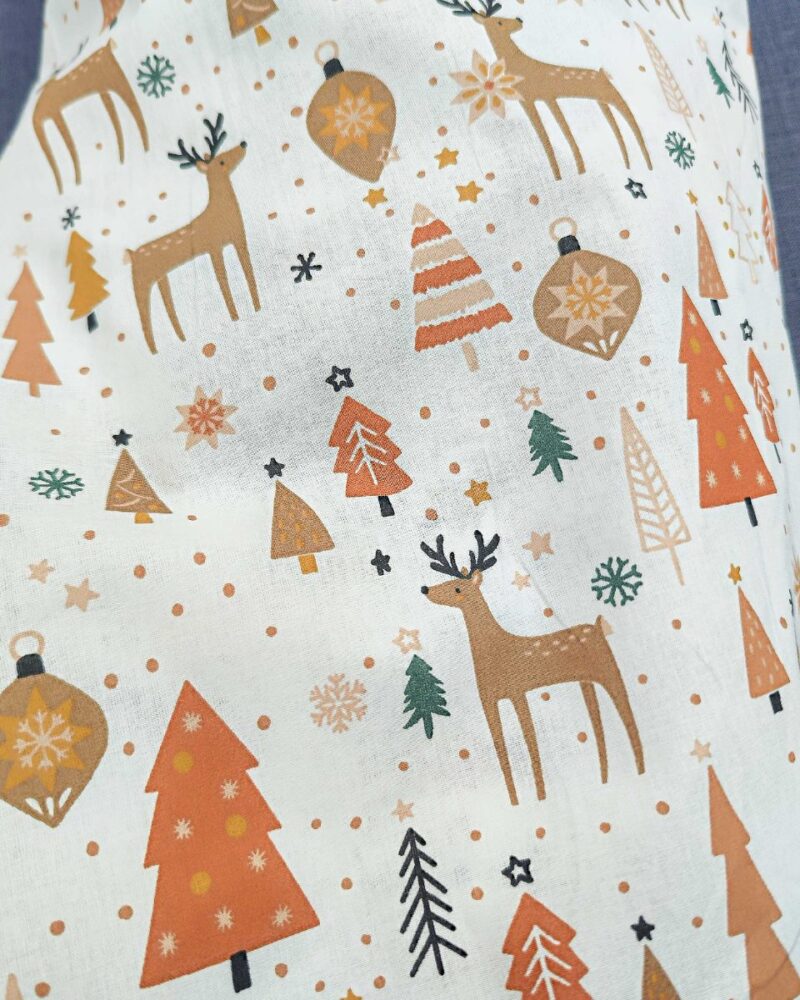 tissu coton renne de noël fond blanc