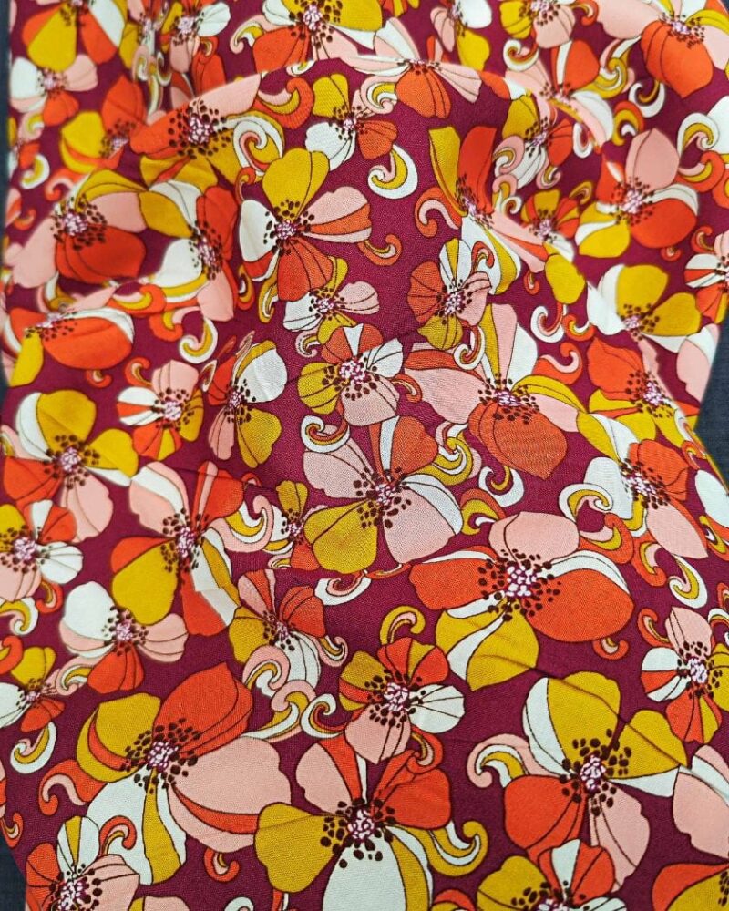 tissu viscose belinda grande fleur prune
