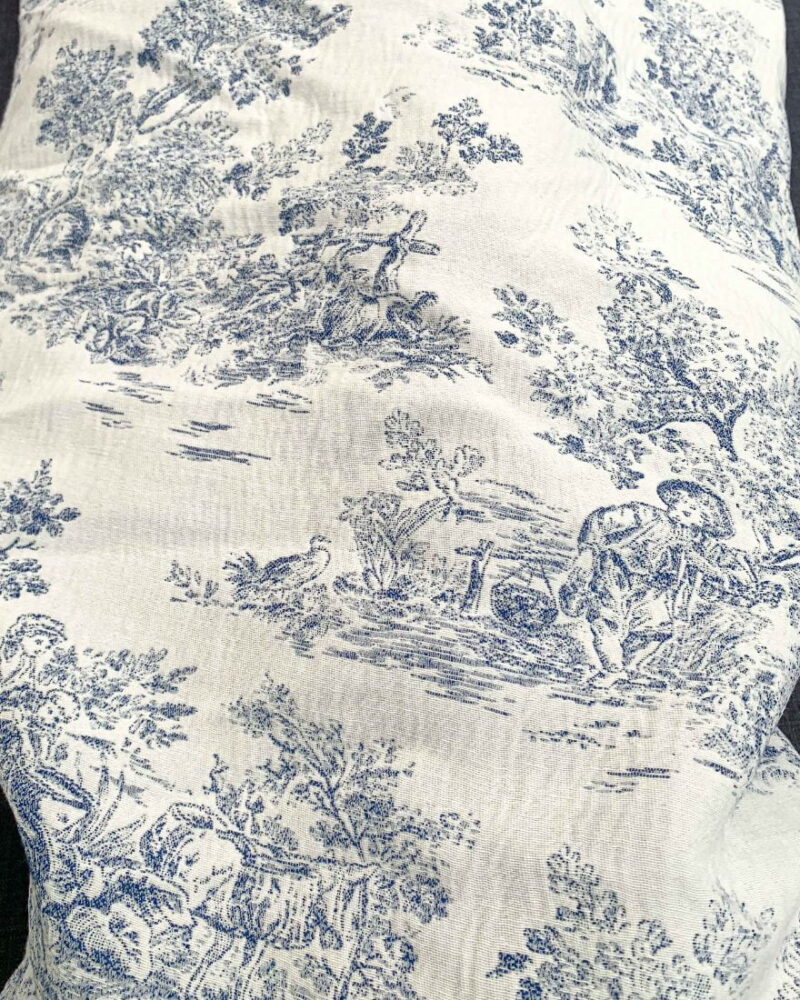toile de jouy colline bleu fond blanc