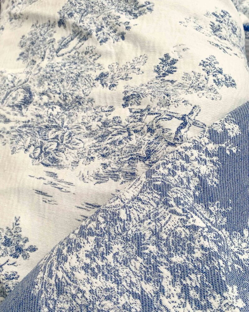 toile de jouy colline bleu réversible