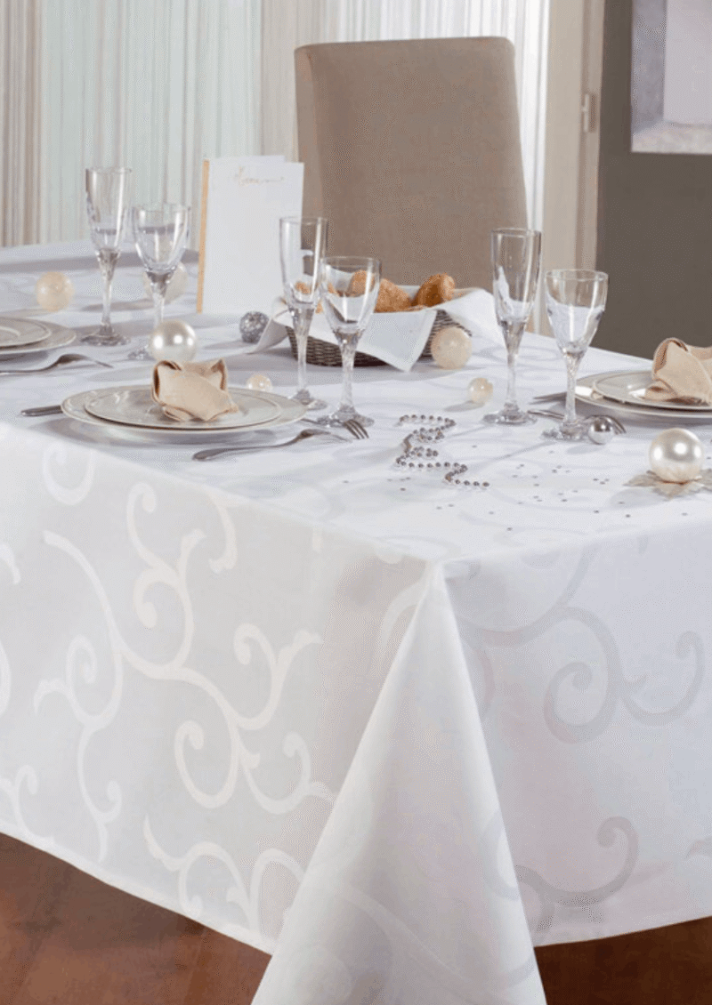 nappe damassé enduite madigan blanc