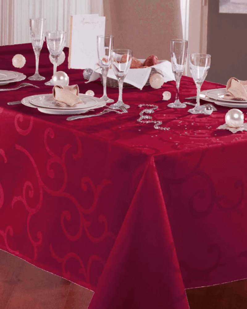 nappe damassé enduite madigan rouge