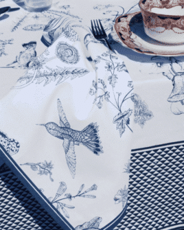 nappe toile de jouy colibri bleu