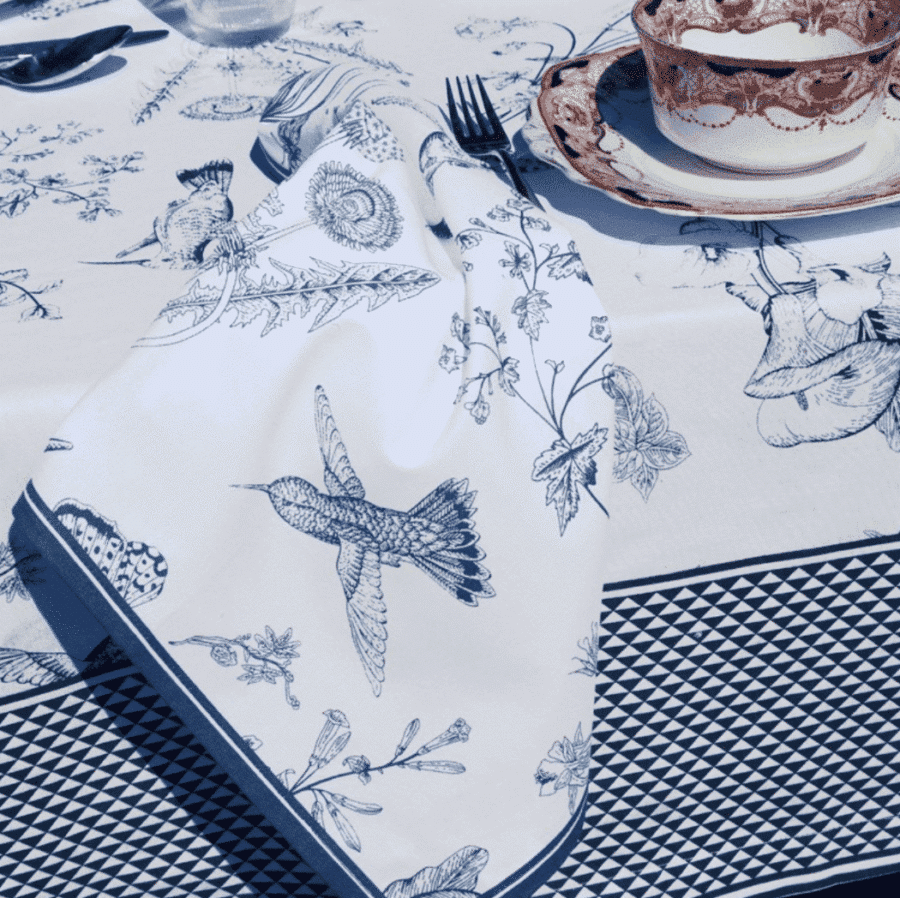 nappe toile de jouy colibri bleu