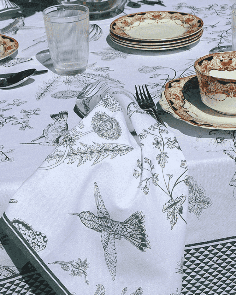 nappe toile de jouy colibri coton vert