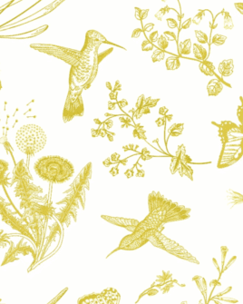 nappe toile de jouy colibri jaune