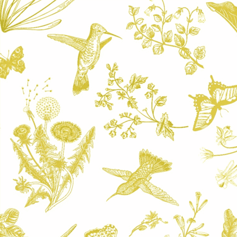 nappe toile de jouy colibri jaune