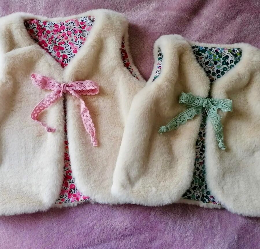 gilet de berger en fausse fourrure poil court écru