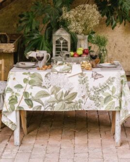 nappe en coton imprimé herbarium