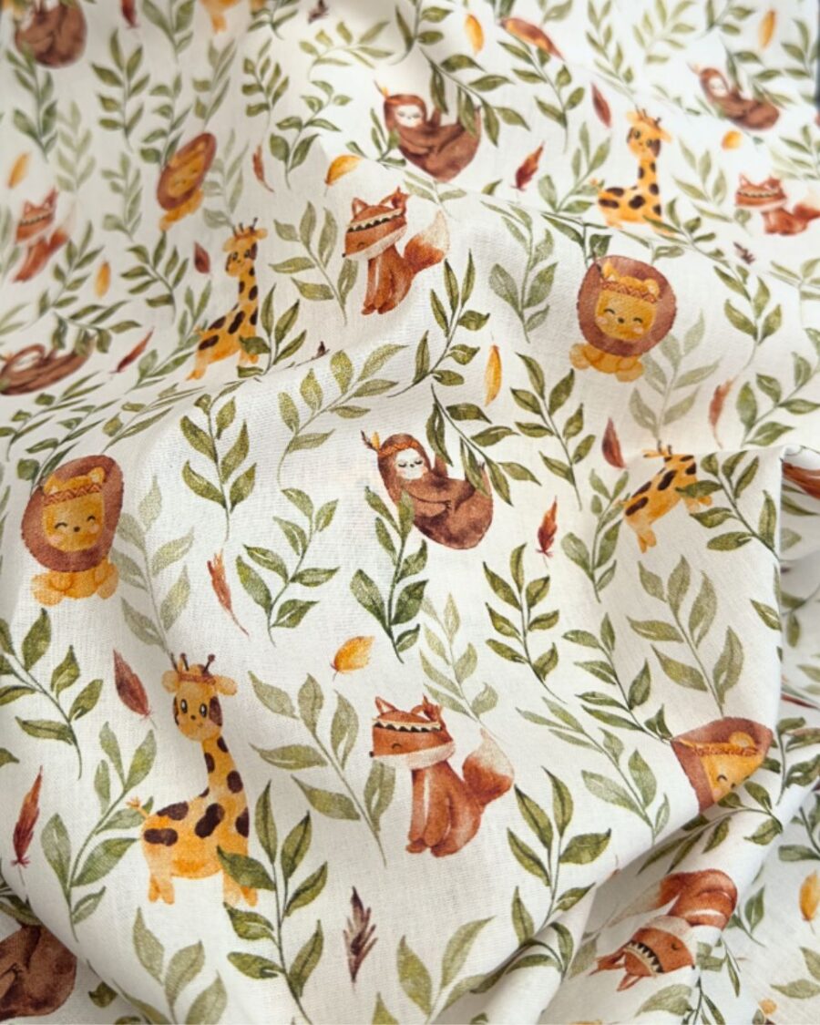 tissu coton impression digitale indien blanc