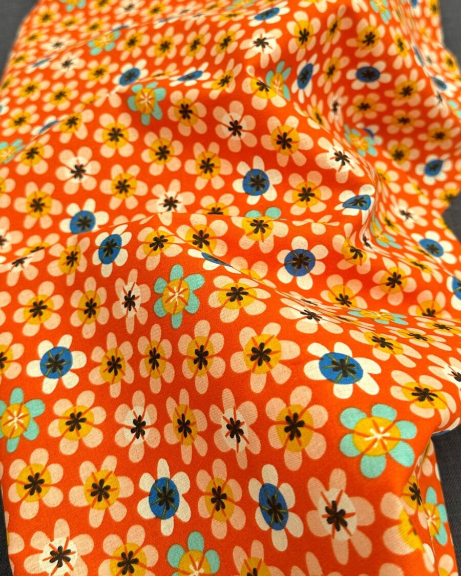 tissu coton nami fond orange