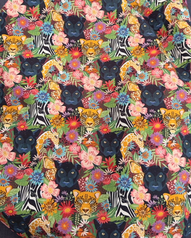 tissu coton bio etnia panthère multicolore