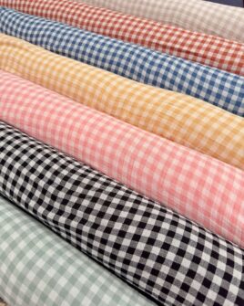 tissu double gaze vichy réversible