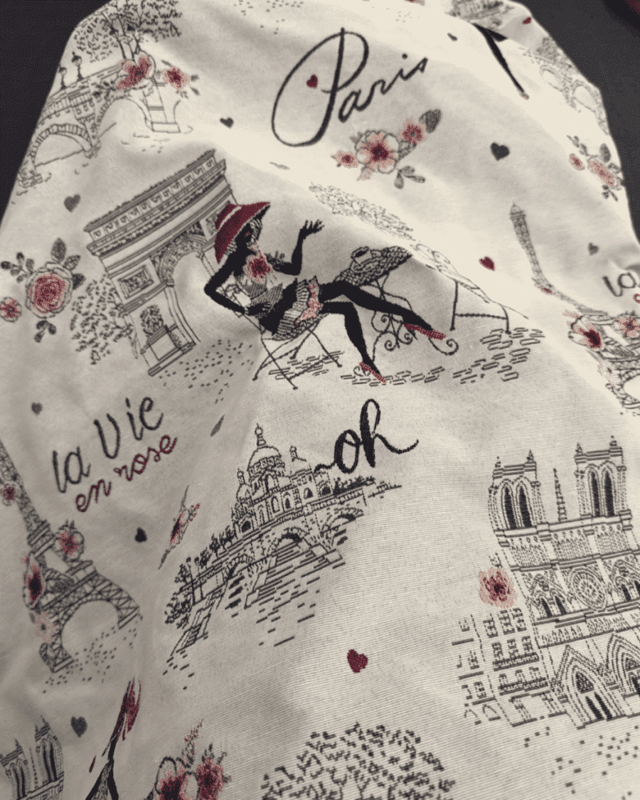 tissu jacquard chic paris la vie en rose gris perle