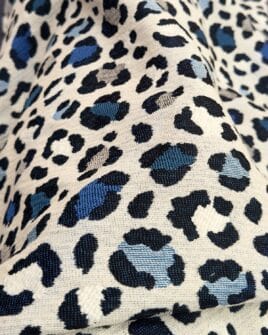 tissu jacquard cougar bleu motif léopard