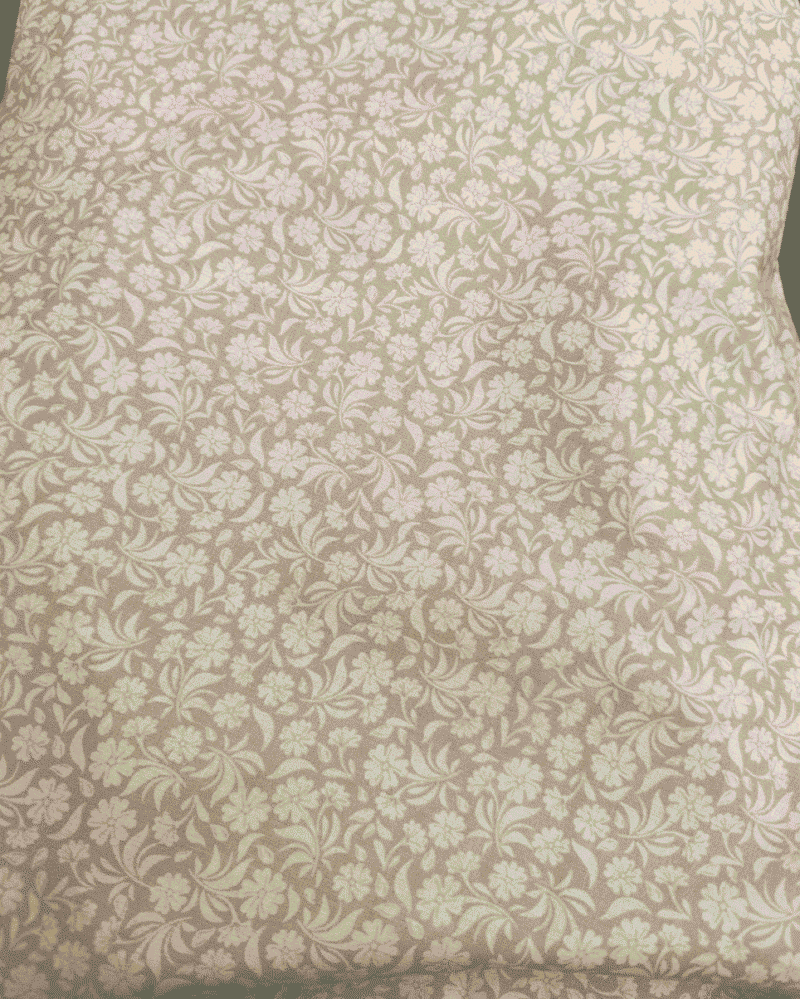 tissu coton bio fleur beige et blanc