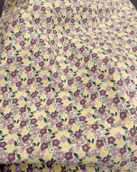 tissu coton bio fleuri jaune violet