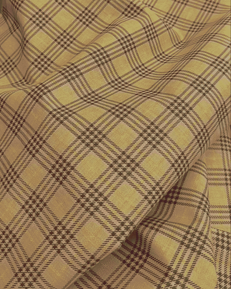 tissu coton bio imprimé tartan beige chocolat gots