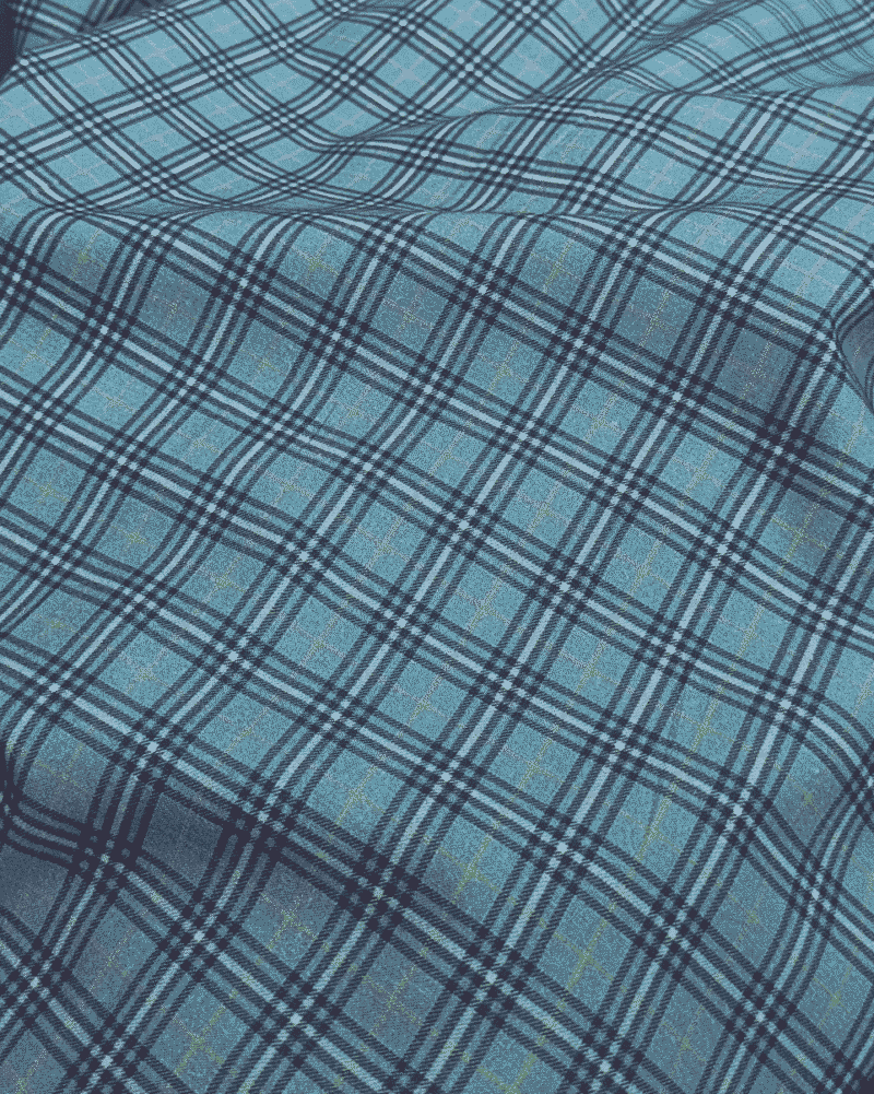 tissu coton bio imprimé tartan bleu