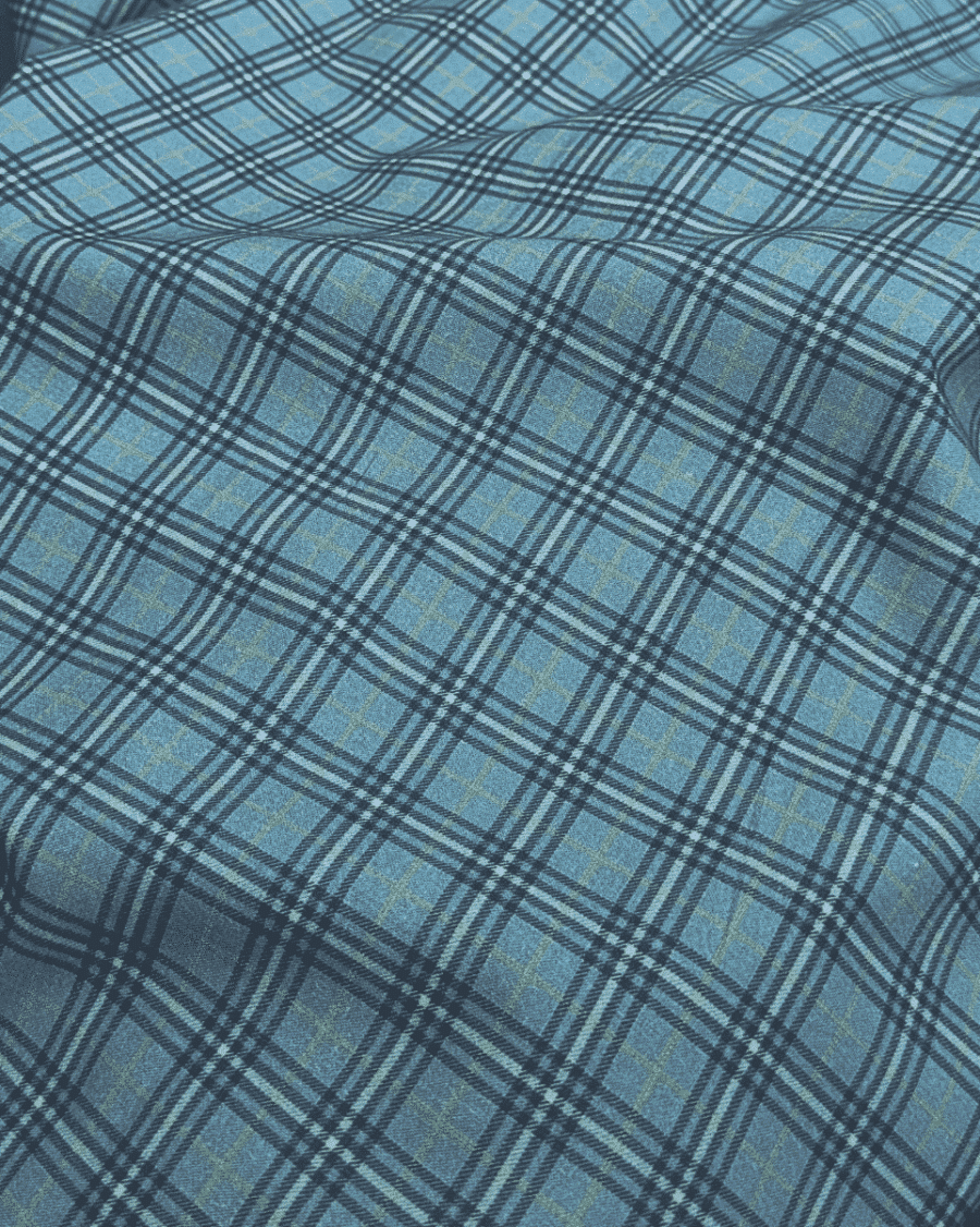 tissu coton bio imprimé tartan bleu