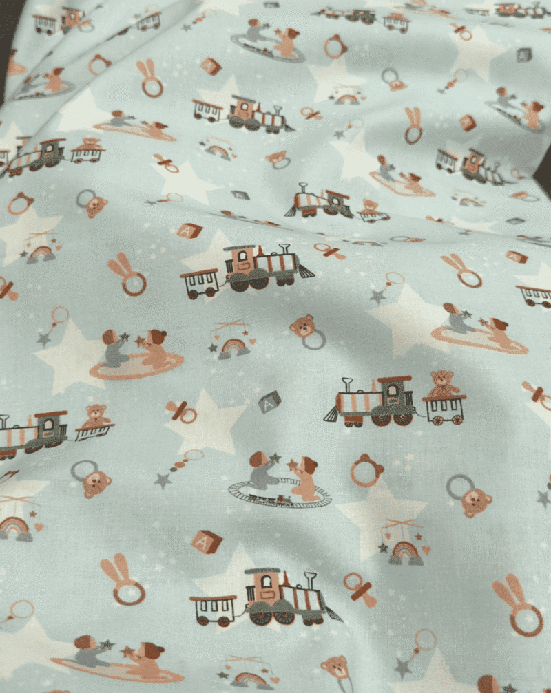tissu coton bio jouets enfants bleu ciel