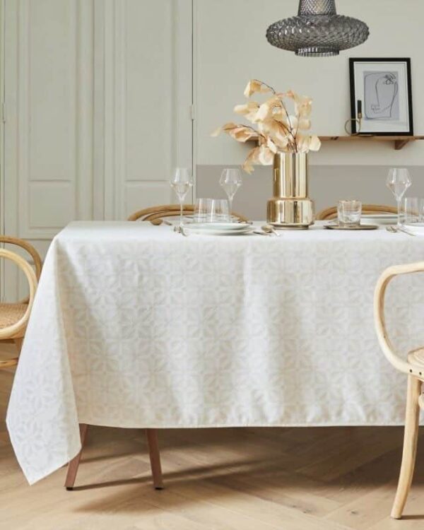 nappe Nydel damassée lurex cristal blanc or