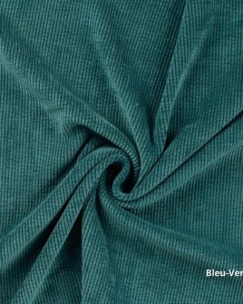 tissu velours côtelé 500 raies bleu-vert