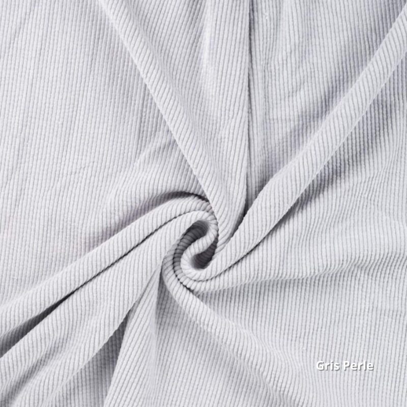 tissu velours côtelé 500 raies gris perle