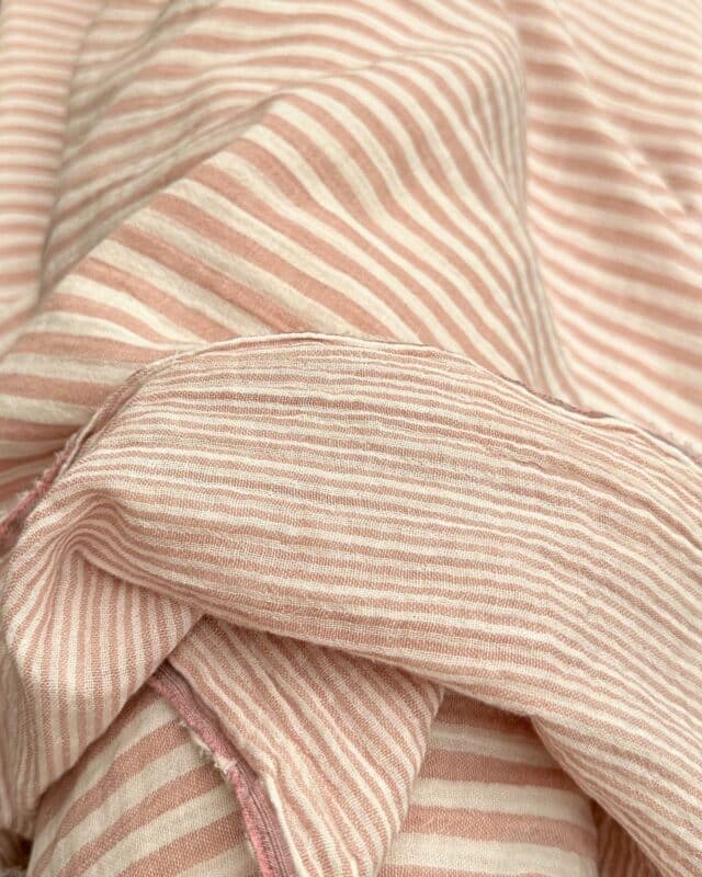 tissu double vichy à rayures rose