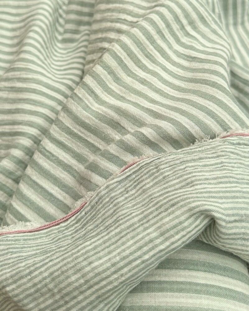 tissu double vichy à rayures vert