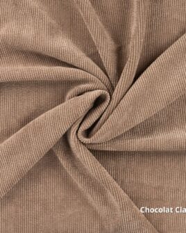 tissu velours 500 raies chocolat clair