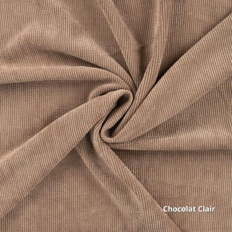 tissu velours 500 raies chocolat clair