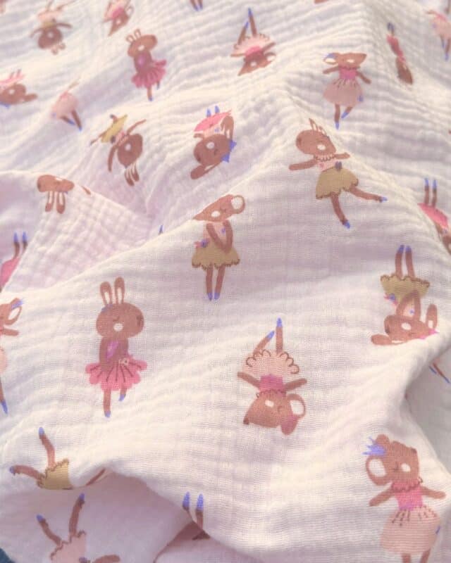 tissu double gaze danseuse lapine rose pâle