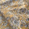 tissu double gaze imprimé fleur vintage fond moutarde